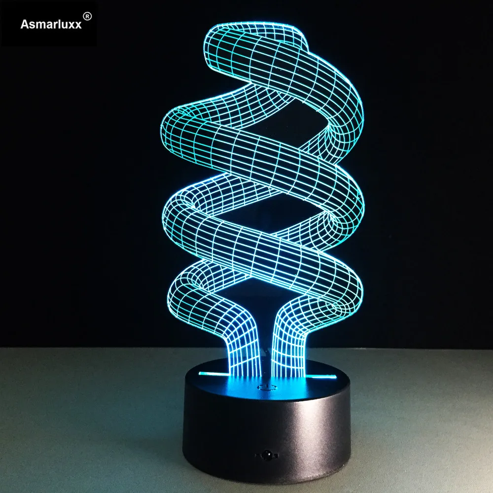 Спиральный 3D Светодиодный лампа Оптическая иллюзия декоративная настольная