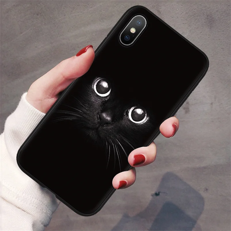 anmao Черный чехол для телефона для iPhone 7 Plus 11 Pro XS Max XR Мягкая силиконовая задняя накладка из ТПУ чехол для iPhone X 7 8 6 6S Plus 5 5S SE матовый чехол - Цвет: anmao