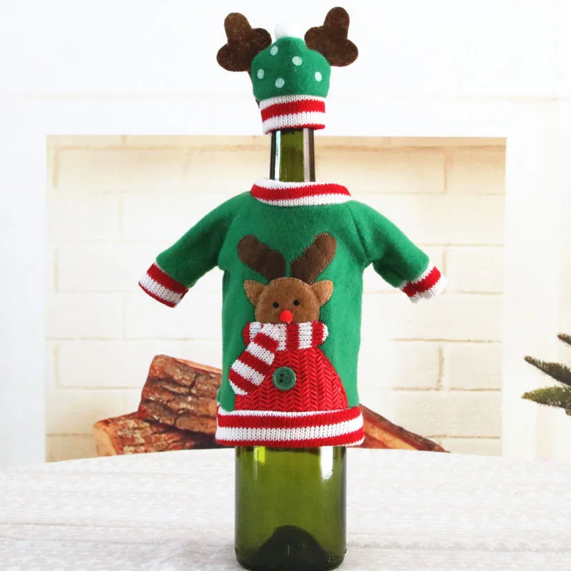 Reindeer 2 шт. Рождественская бутылка вина Чехлы держатель бутылки крышка подарочная сумка Новинка обеденный стол Рождественские Сумки - Цвет: Reindeer