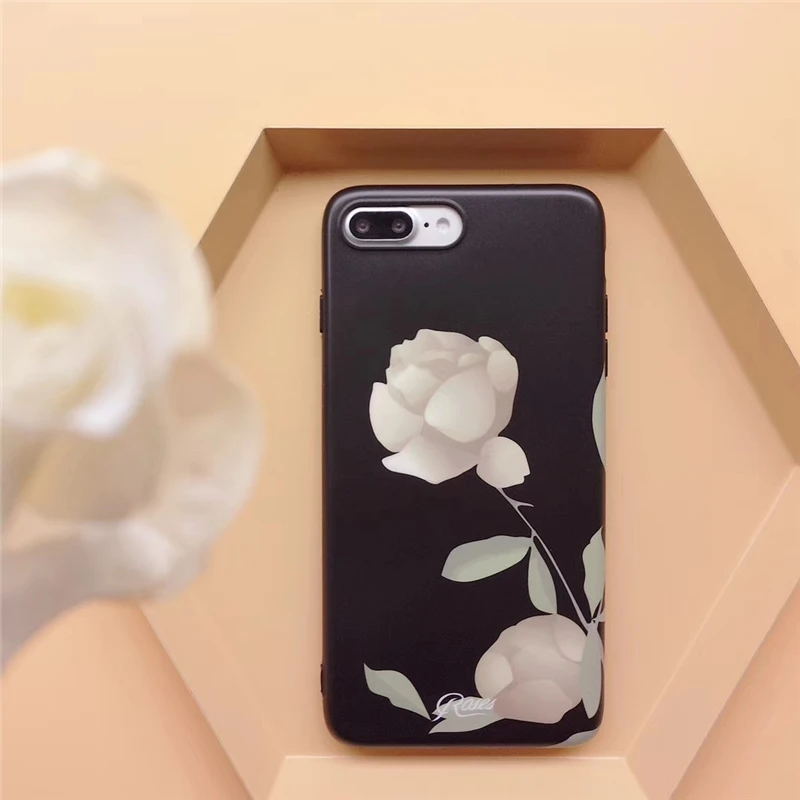 RMJ-DNA белая роза телефона чехол для iPhone X случаях матовая ТПУ Soft shell 7 плюс 8 6 6s сзади