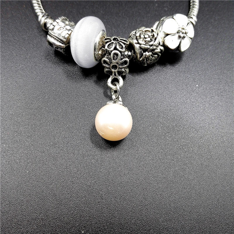 925 sterling silver sanke chain pearl charms bead bracelet classic style original Fit Europe bracelets charm for women CH079 | Украшения и