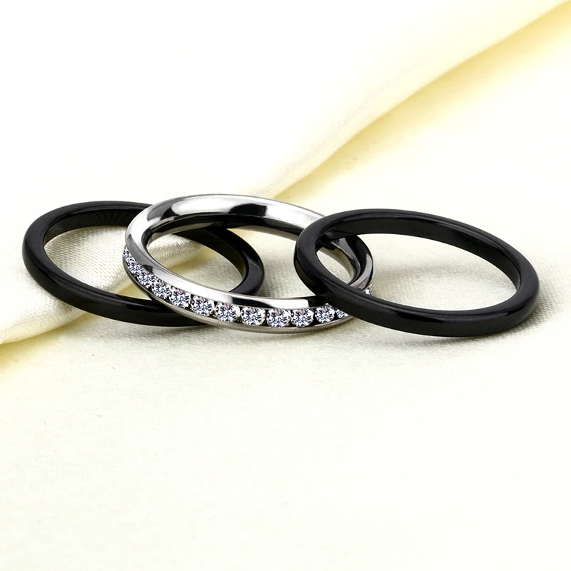 3 шт./компл. красочные кольца для женщин керамические с белым кристаллом из