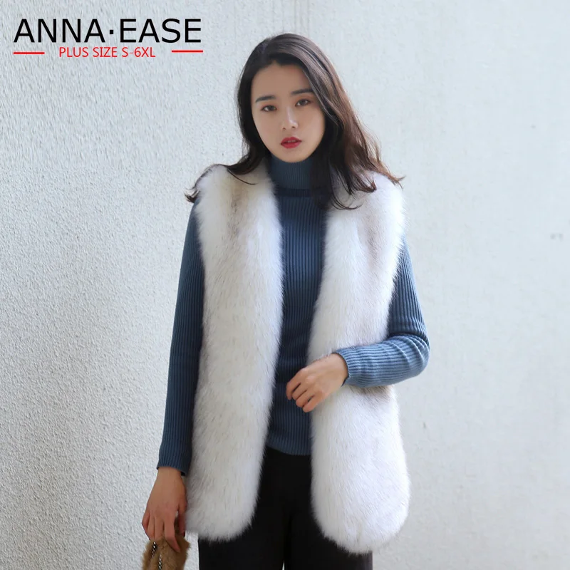 

Fur Vest In Women's Faux Fur Coats Female Fur Vest Long Jacket Autumn Winter Warm Ladies Vest Overcoat