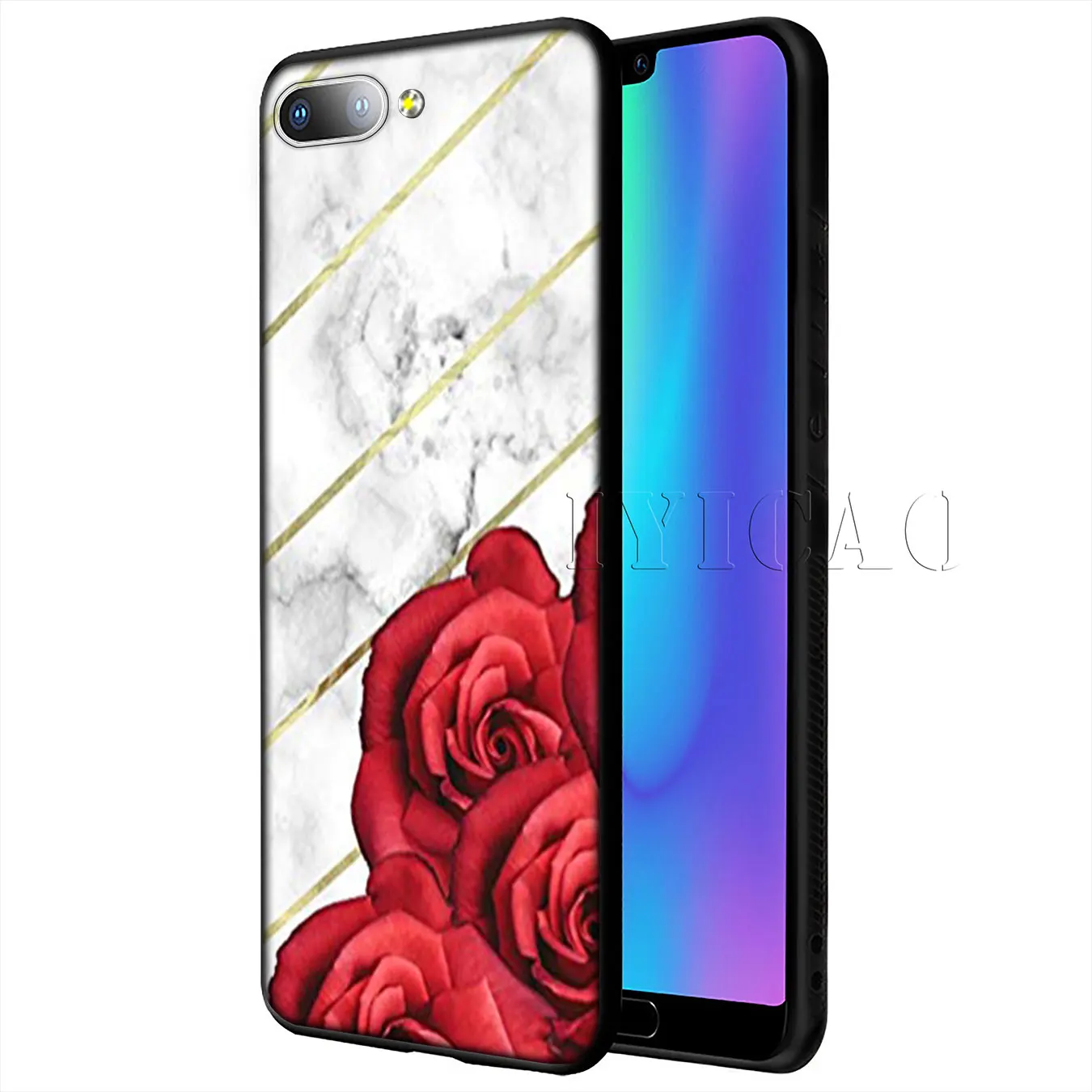 Мягкий силиконовый чехол IYICAO Red Rose Power Girl Marble для Huawei Y9 Y7 Y6 Prime 2019 Honor 20 8C 8X 8 9 9X 10 Lite 7C