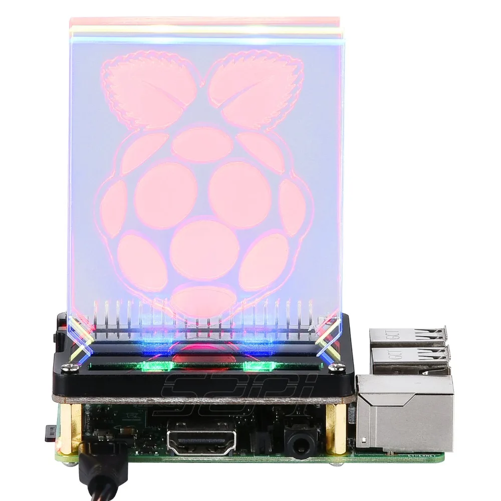 52Pi красочная жизнь WS2812B 8 пикселей освещение Ночная шляпа доска креативный подарок, для Raspberry Pi 3B+(3B Plus)/3B(не включает