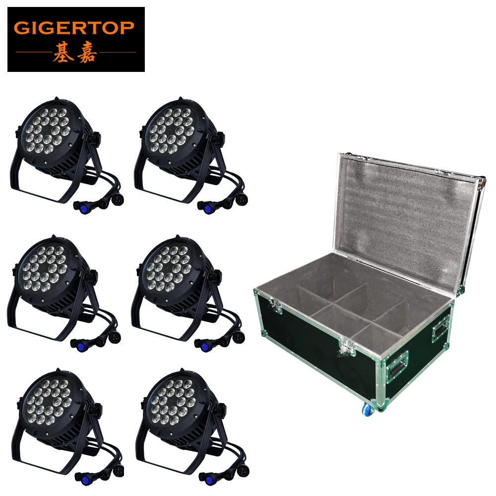 

6IN1 Flightcase Pack Factory Price Outdoor IP65 Waterproof 18 x 18W 6in1 RGBAW+UV LED Par Light,Outdoor For Stage Party Wedding