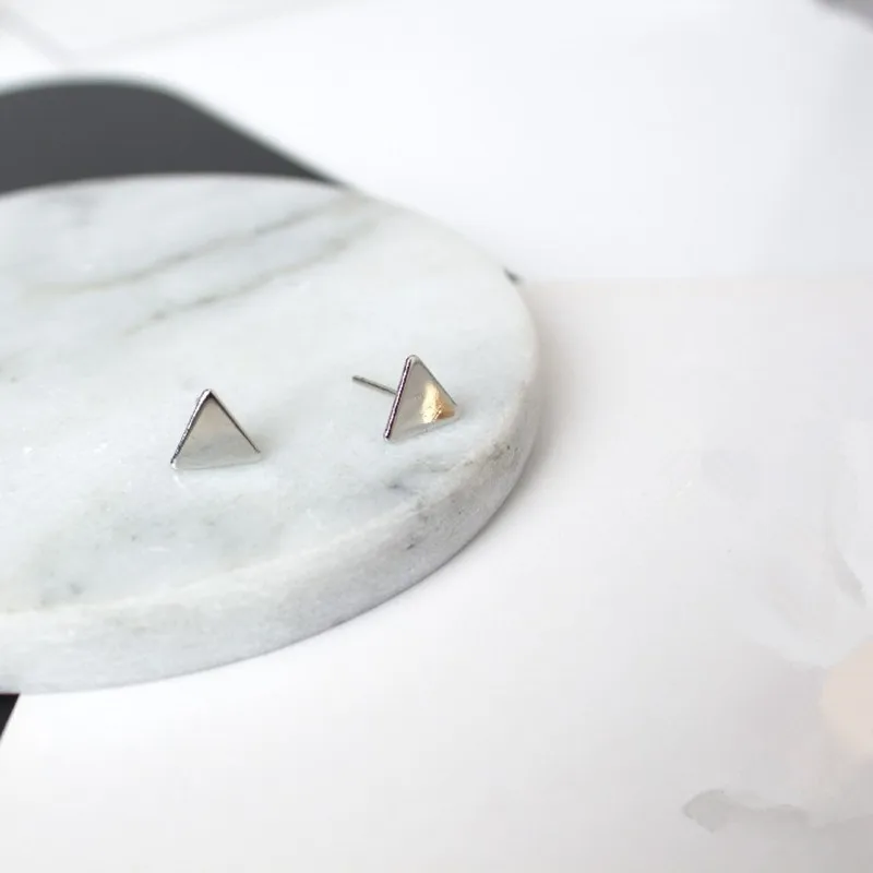 Женские Треугольные Серьги гвоздики золотистые черные серебристые|earrings