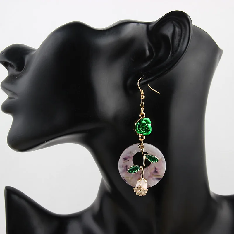 Богемия Роуз акриловые мотаться Для женщин Полу Prcious камень Круг золото Винт