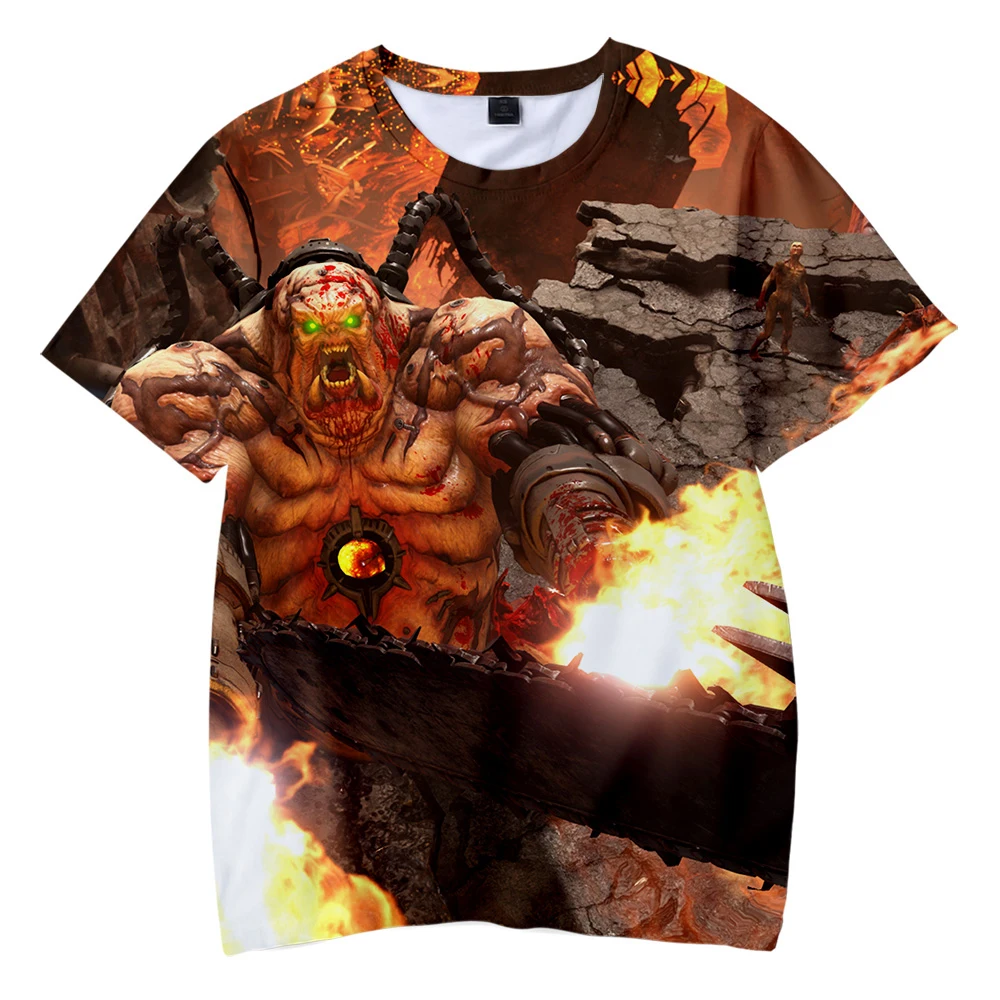 Детская футболка с принтом Doom Eternal 3D Повседневная модная коротким рукавом весна