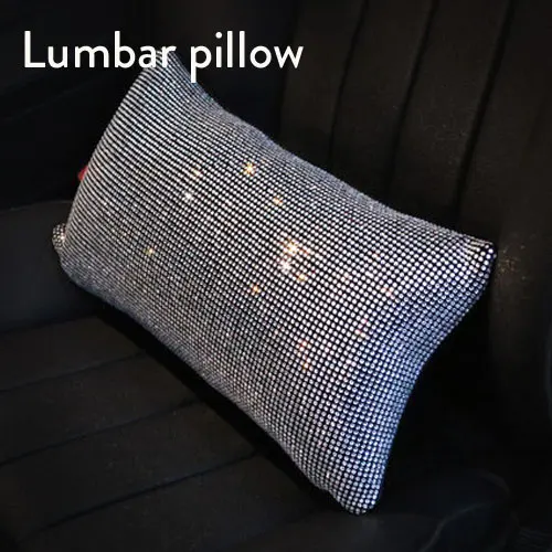 Lumbar pillow Стразы, блестящий кристалл, Накладка для ремня безопасности автомобиля, подушка для шеи, поддержка талии, чехол для рулевого колеса, авто аксессуары для интерьера - Название цвета: Lumbar pillow