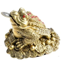 feng shui three legged money for frog fortune brass toad figurin chinese coin metal craft home decor gift decoration accessories