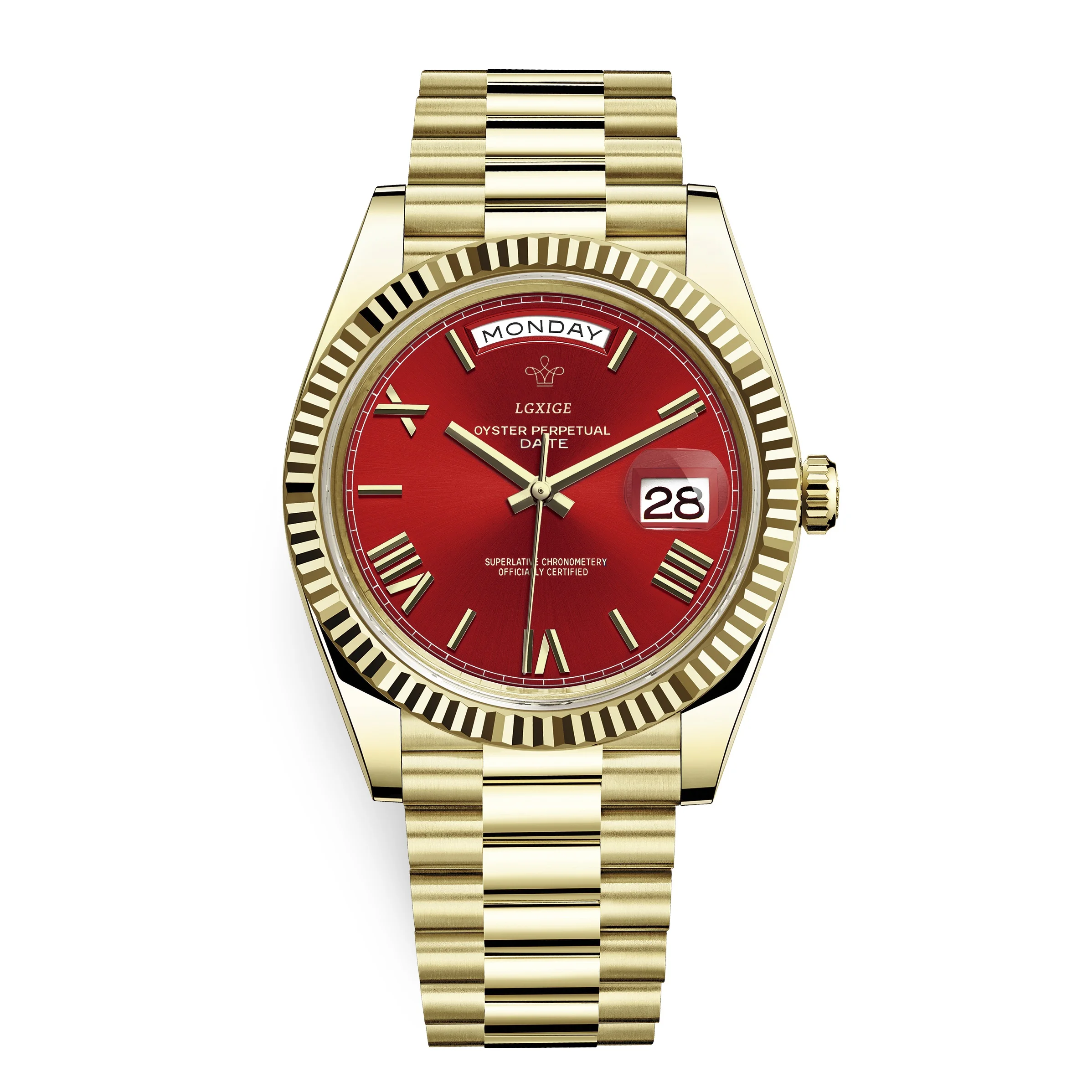 Часы мужские наручные LGXIGE брендовые Роскошные водонепроницаемые золотистые из