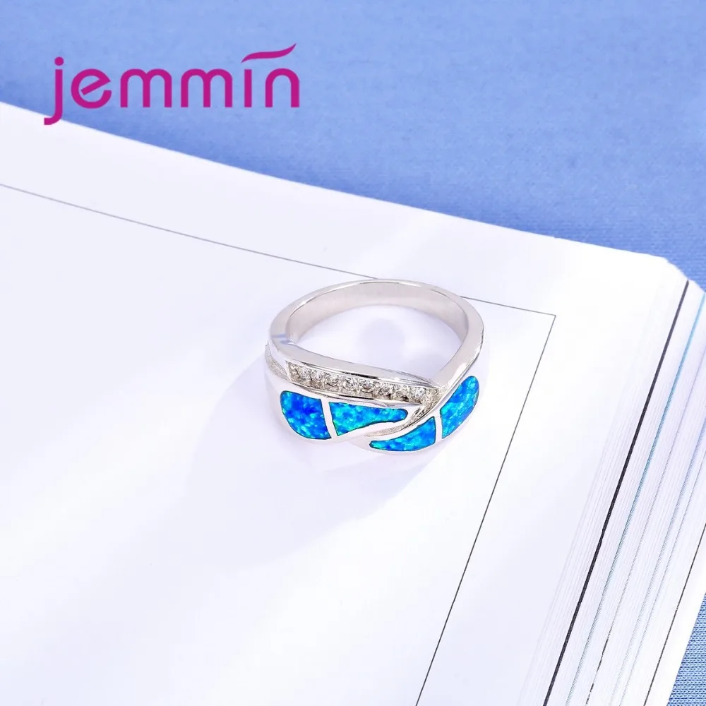 Ретро стиль полые синие огненные опаловые кольца для женщин и мужчин тонкие S925