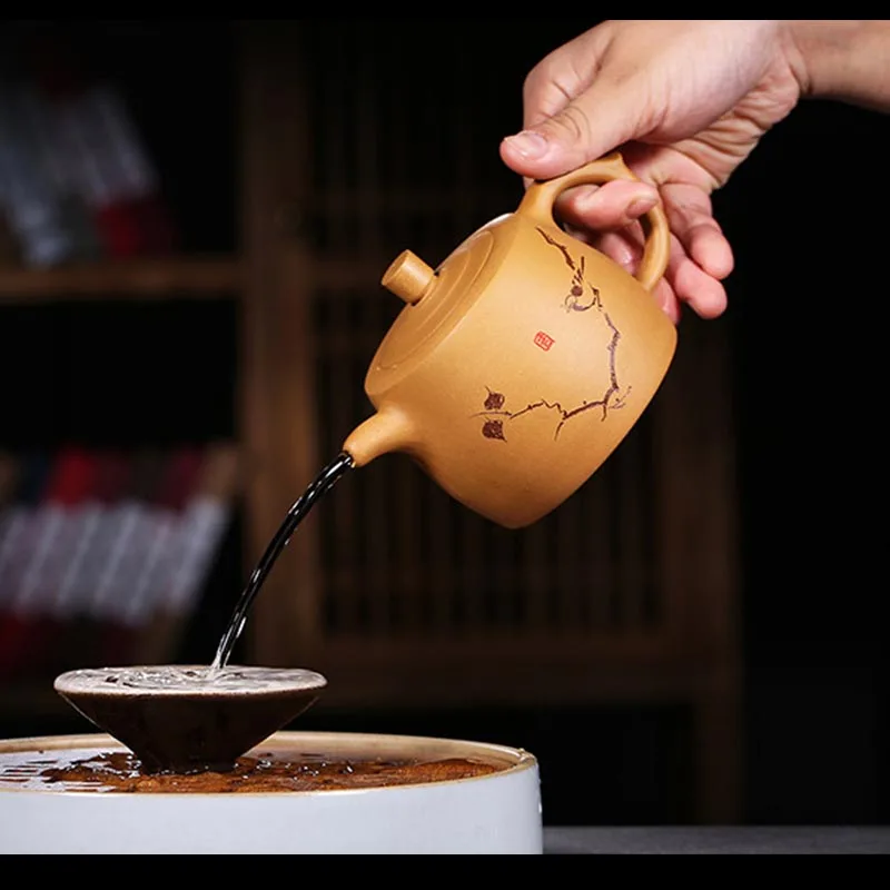 

180/270ML Yixing Purple Clay Teapot Hand Painted Flower Bird Pattern Raw Ore Duan Mud Zisha Pot Tea Ceremony Tieguanyin Kettles