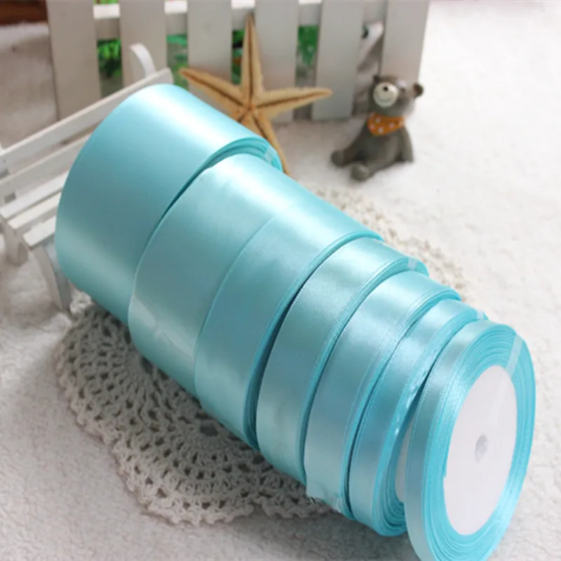 25 ярдов светло-голубая шелковая атласная лента для свадебной вечеринки