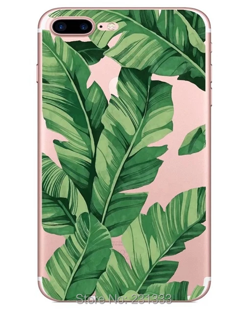 Мягкий чехол из ТПУ C-ku 3D с банановыми листьями для Iphone X 8 7 PLUS I7 6 6S SE 5 5S рисунком