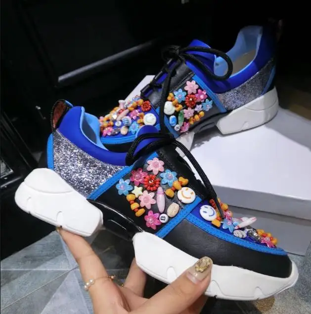 Кроссовки Для женщин 2018 лето-осень новый на среднем каблуке и платформе кожа