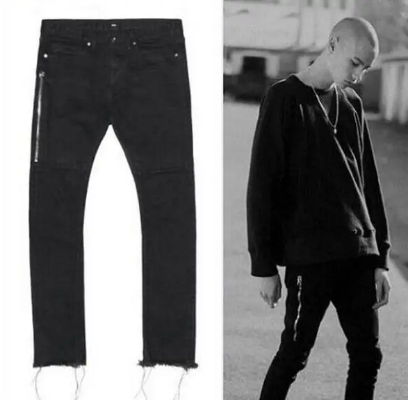 Новые Мужские Классические Прямые Slim Fit Джинсы мода Боковой молнии брюки ноги