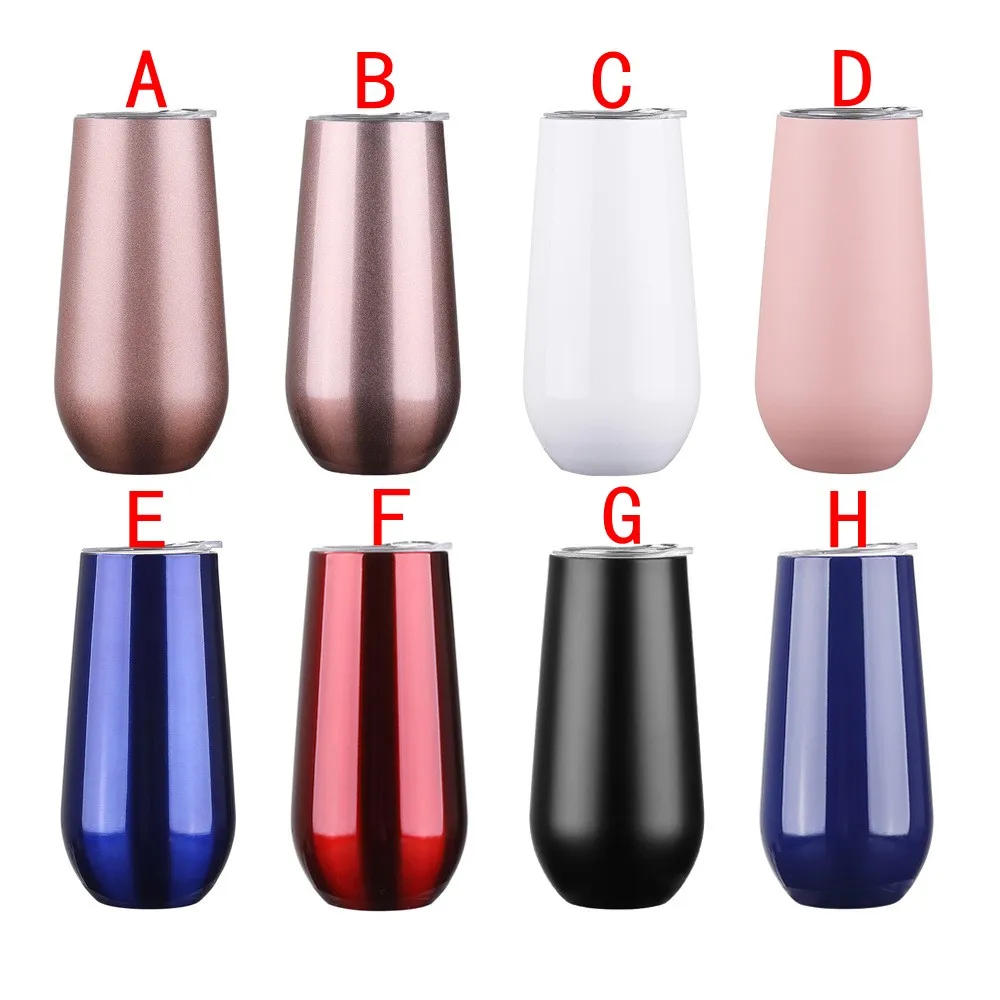 6 унций флейта из нержавеющей стали бокал для вина без ножки с крышкой двойной