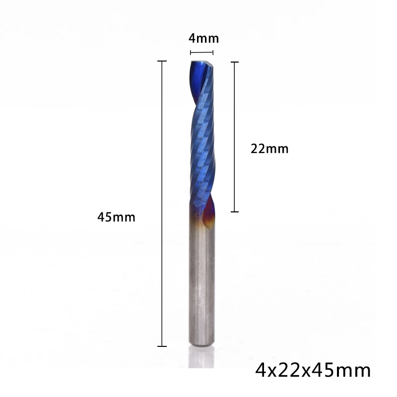 4x22x45L XCAN 1 шт. 4 мм хвостовик 8-32 мм длина резки одинарная Флейта концевая мельница с нано синим покрытием 1 флейта фреза Карбид ЧПУ Биты - Длина режущей кромки: 4x22x45L