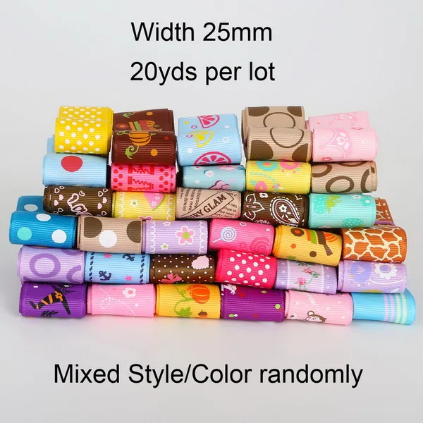 25mm random mixed 10/15/25 мм атласная лента корсажная лента случайный смешанный стиль для Свадебная вечеринка рождественские украшения ручной работы подарок ремесло 20y/лот(1y/Стиль - Цвет: 25mm random mixed
