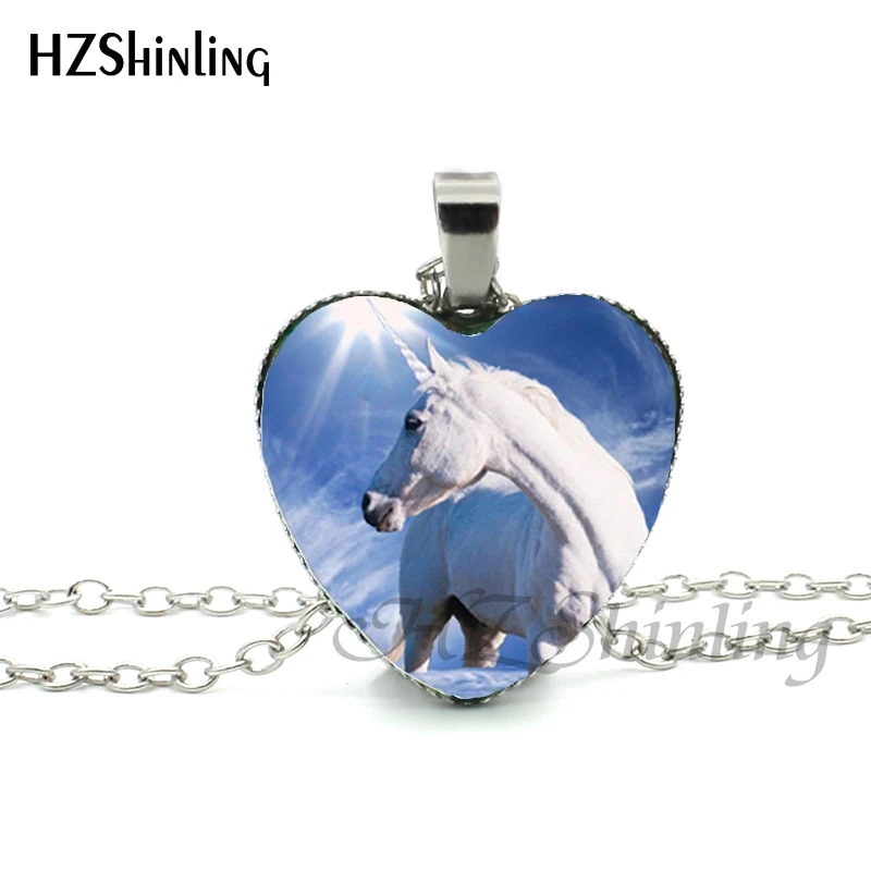 2016 новое ожерелье в форме сердца с единорогом Белое Женское Ожерелье HZ3 |