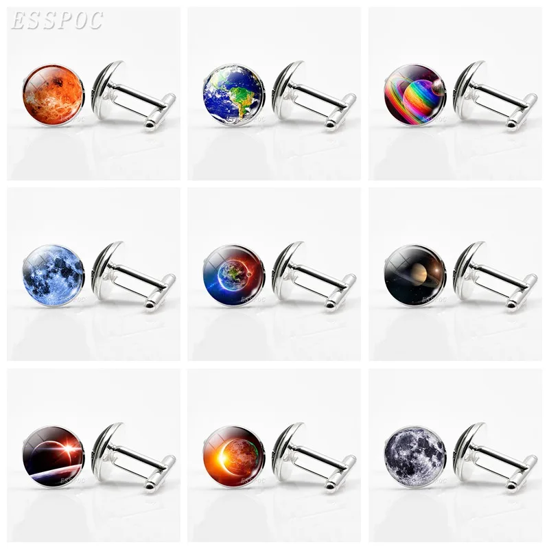 Изображение Galaxy Nebula Planet Art мужские запонки для рубашки стеклянные кабошон
