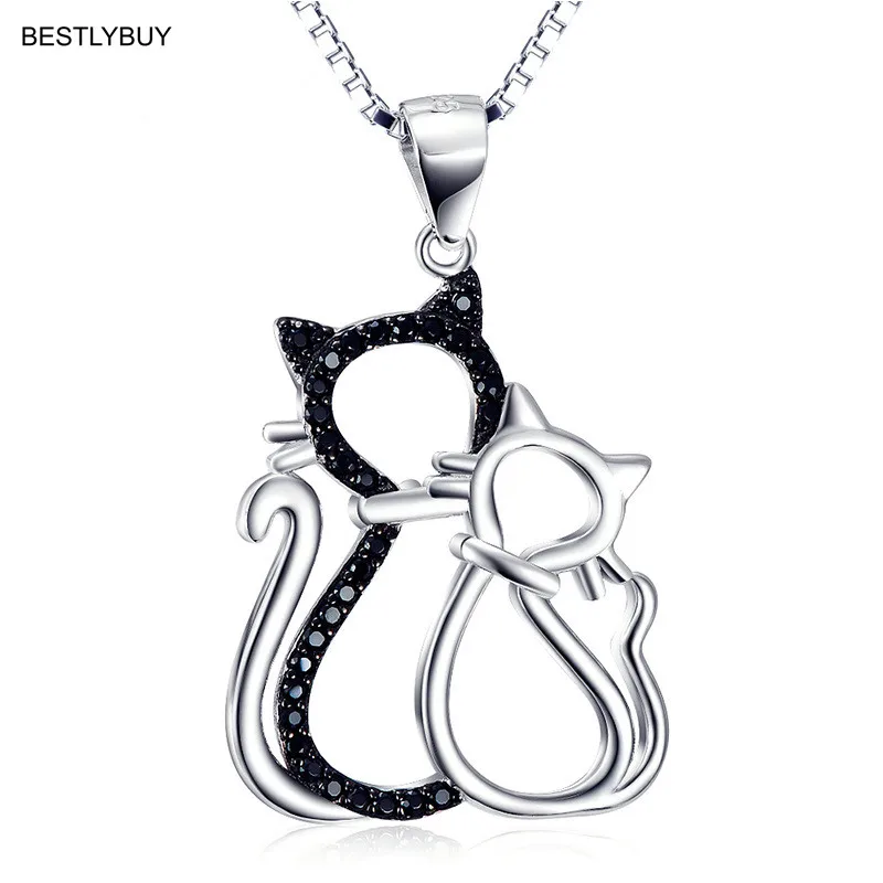 

BESTLYBUY Authentic 100% 925 Sterling Silver Lovely Cat Exquisite Women Pendant Necklace Luxury Sterling Silver Jewelry Gift