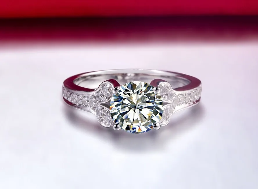 

1C Moissanite Female Pure 18K White Gold Ring High Quality Standard Fine Jewelry Free Maintainance For All Life