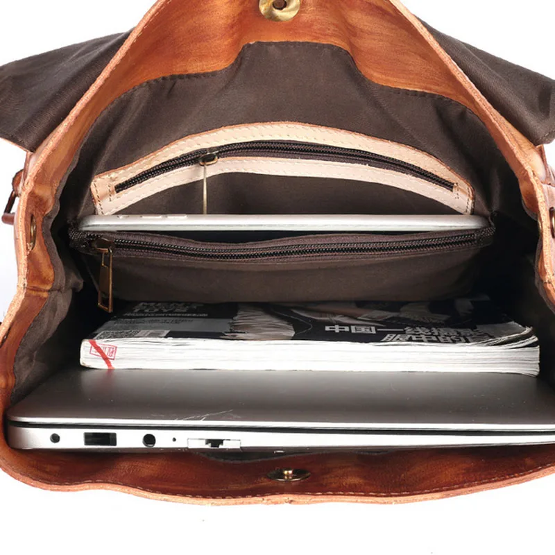 

Unisex Genuine Leather Color Rucksack High quality Vintage Large Capacity Knapsack Computer Backpack trend travel Leather Bag