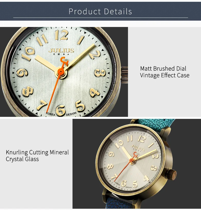 Синие джинсы часы женские антикварные кварцевые Julius часы люксовый бренд повседневные крутые градиентные с кожаным ремешком бронзовые Whatch часы JA-855