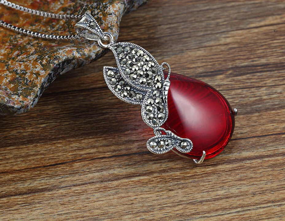 Подвеска из серебра 925 пробы с красным гранатом модные ювелирные изделия