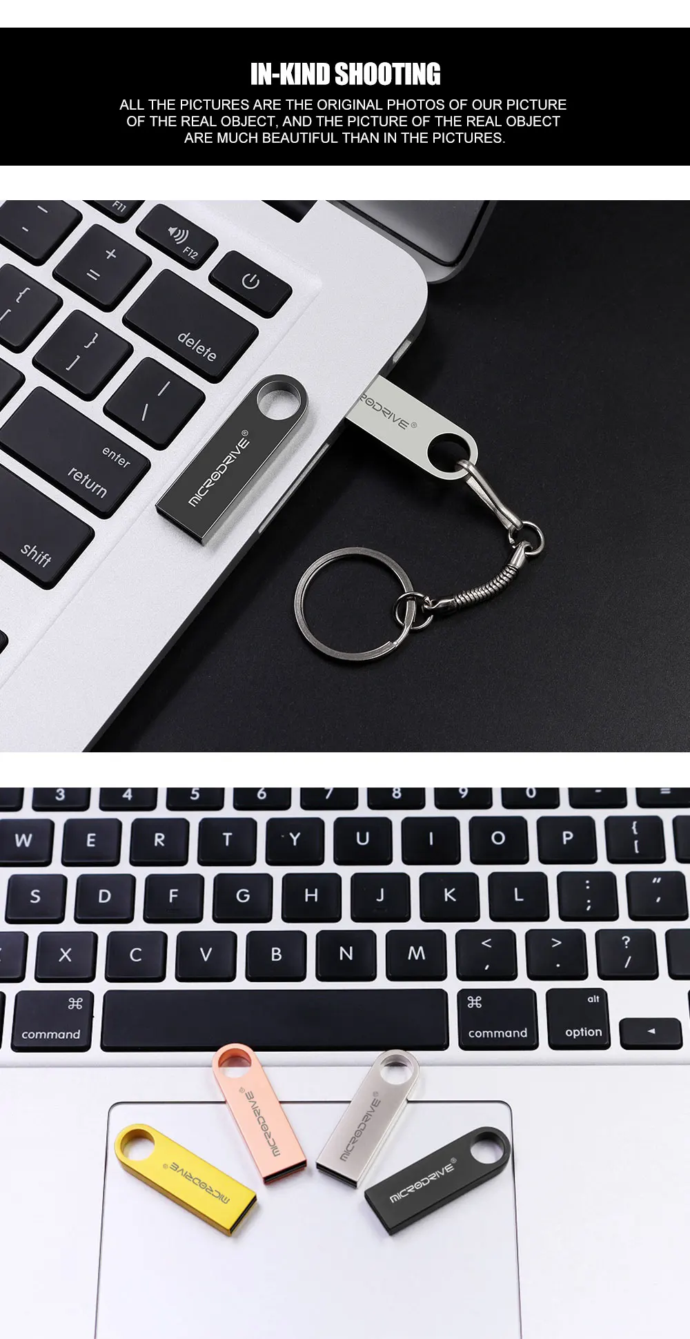 4 цвета металлический usb 64 ГБ 32 ГБ 16 ГБ 8 ГБ карта памяти USB флеш-накопитель memoria usb палочки Флешка с цепочкой для ключей