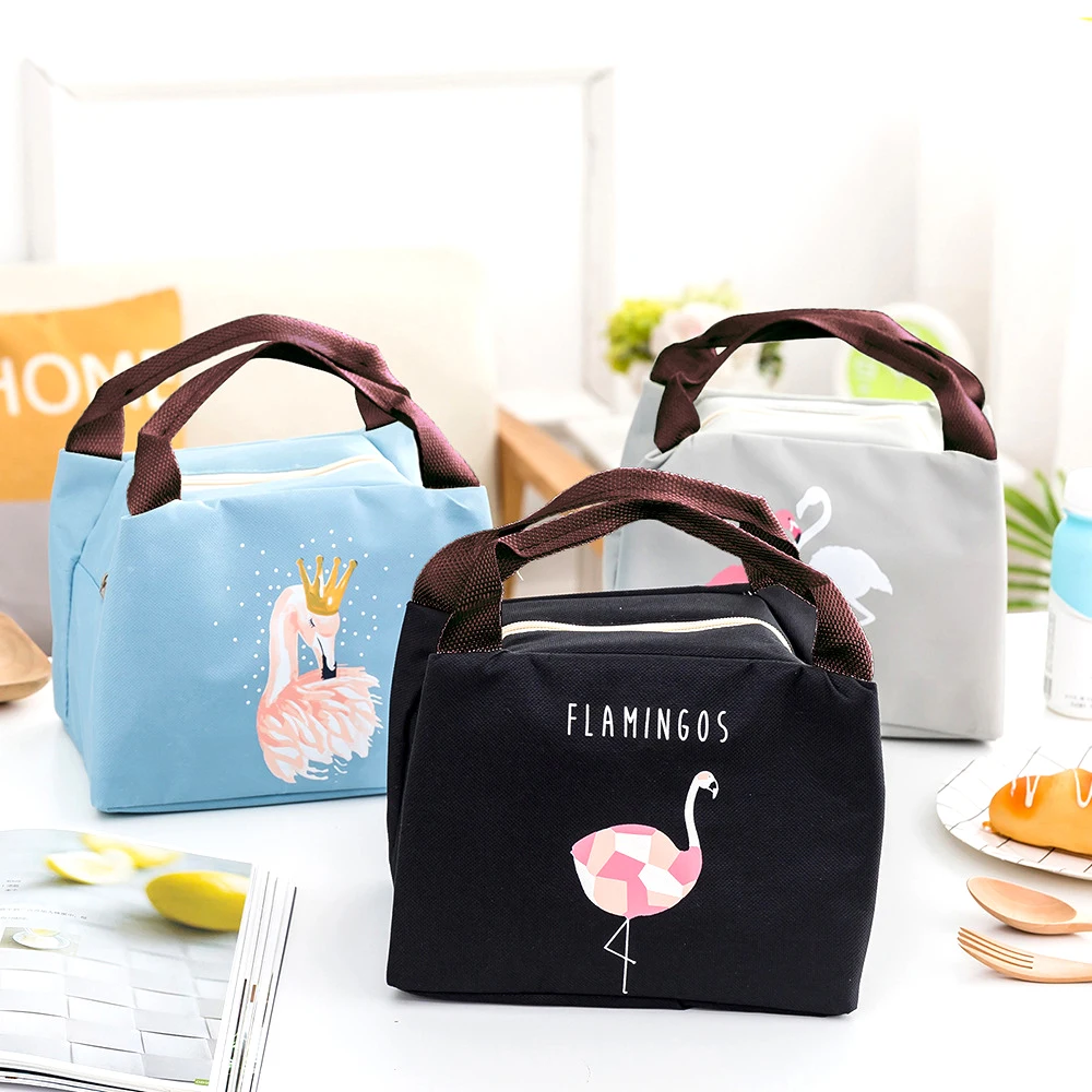BONAMIE Flamingo Водонепроницаемая маленькая сумка для ланча на молнии термальная еда
