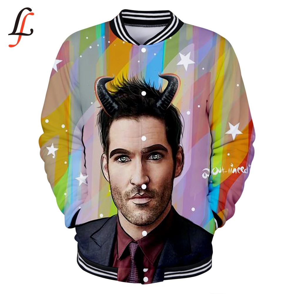 Женская/мужская бейсбольная куртка с 3D принтом Lucifer Повседневная Уличная длинным