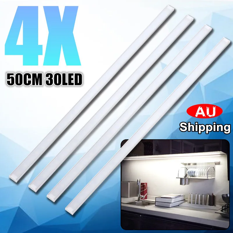 Супер яркий 4 шт. 50 см 5730SMD 30 Светодиодная подсветка под шкаф комплект 1000LM 10 Вт Светодиодные ленты светильник для до лампа для кухни, гардероба, шкафа