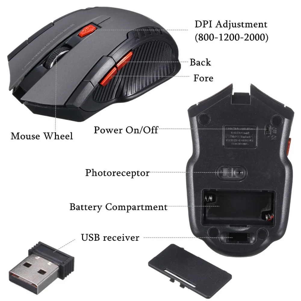 USB Беспроводная мышь 1200DPI регулируемый 3 0 приемник оптическая компьютерная 2 4 GHz