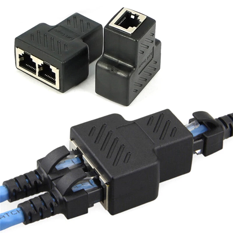 

RJ45 Splitter Adapter 1 To 2 Ways Dual Female Port CAT5/CAT 6 LAN Ethernet Cable