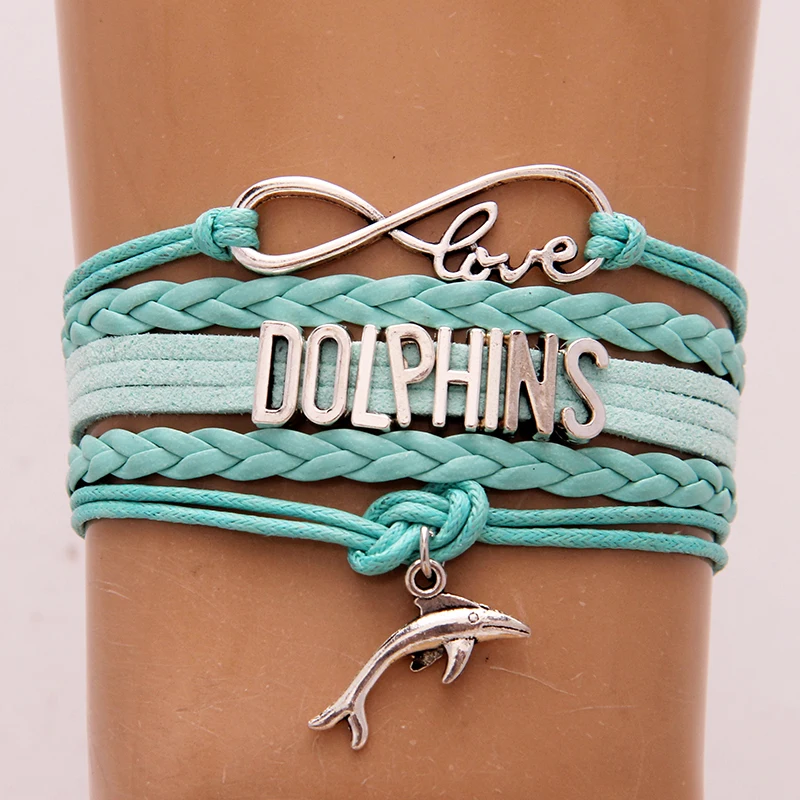 Женский и мужской браслет Infinity love Dolphins кожаный с подвесками в виде дельфина