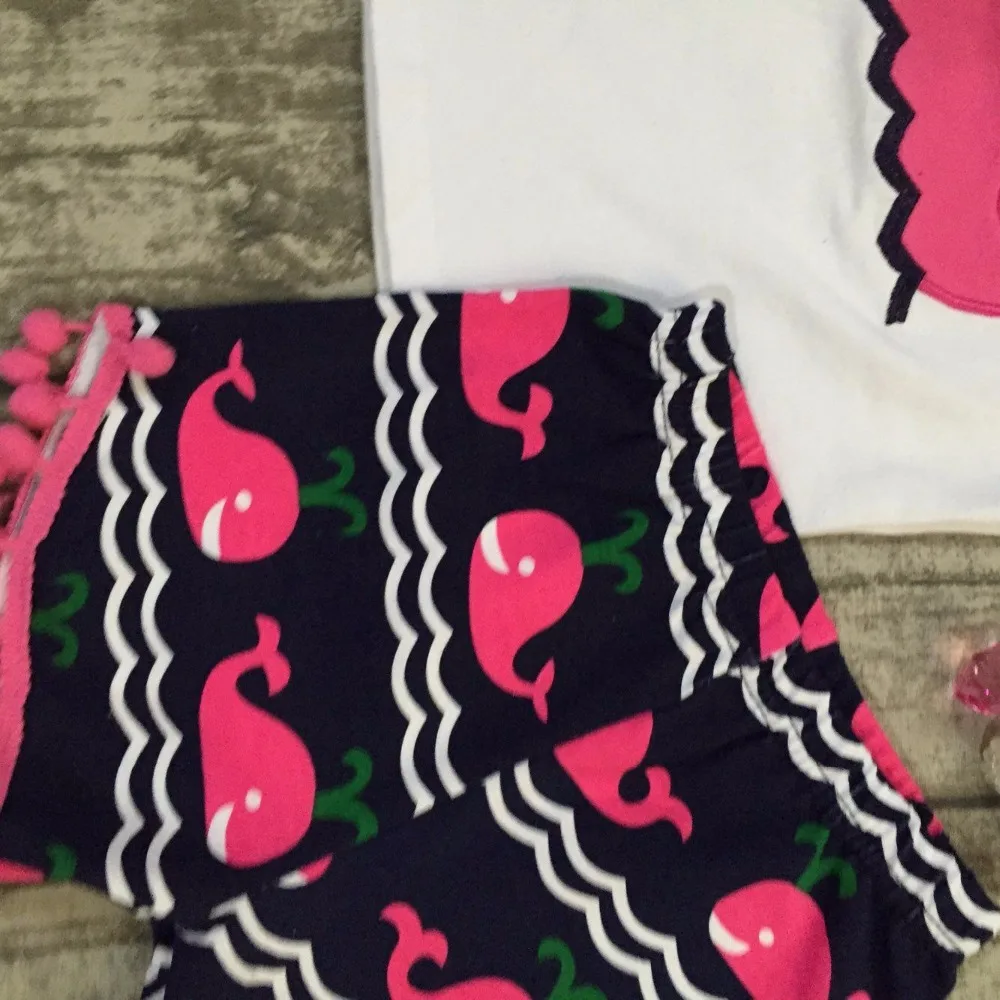 baby Girls Summer clothes girls whale outfits hot pink summer shorts clothing Girl Clothes with accessories | Мать и ребенок