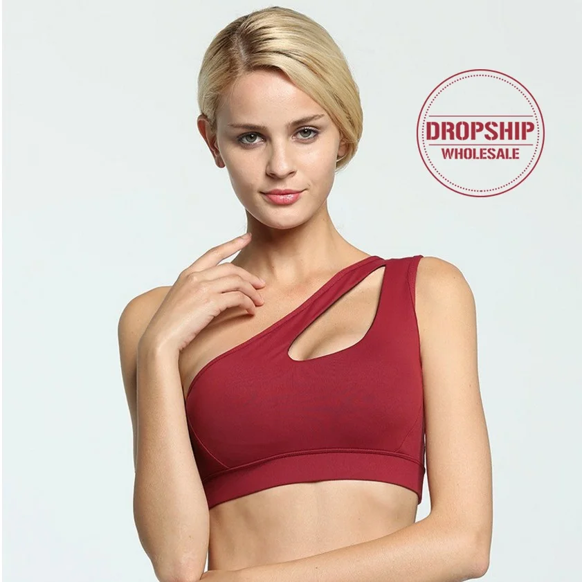 Sexy Fitness Yoga Bra for Women Push up Padded Sports Shirt Sportwear Gym Running Workout One Shoulder Elastic Crop Top Vest | Спорт и