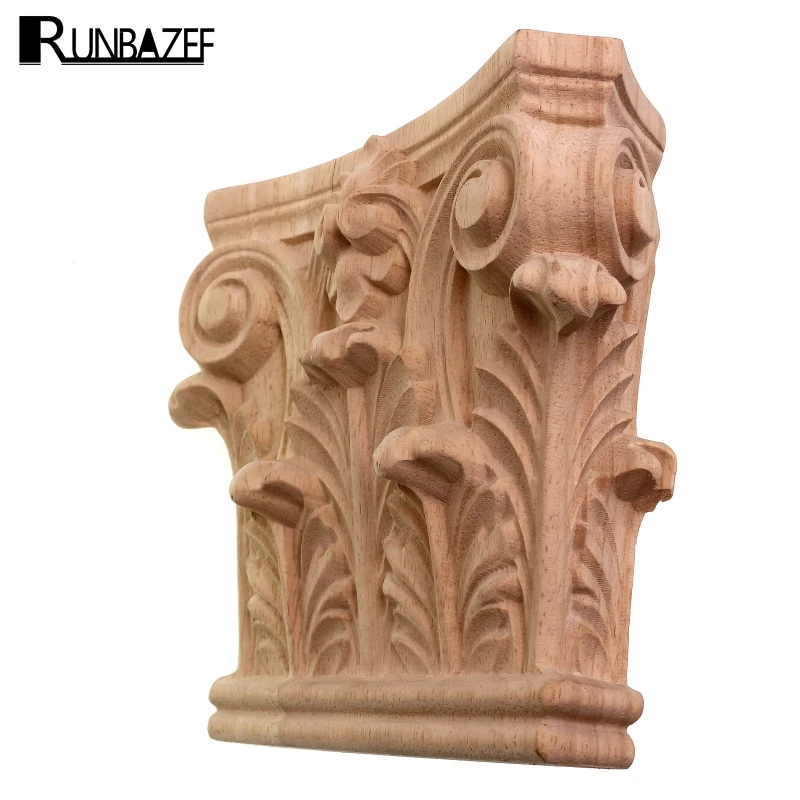 Цветочные деревянные аппликации RUNBAZEF для мебели Неокрашенная форма