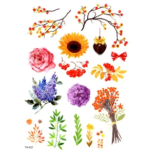 Временные татуировки для мужчин, водостойкие, с цветами, хной, Подсолнух, Временные татуировки, 5 шт.