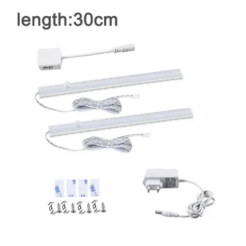 2x30cm EU Adapter 12 В светодиодный светильник под шкаф с датчиком движения, светильник с PIR датчиком движения, кухонный светильник светодиодный светильник для бара, светильник для спальни, светильник для шкафа - Цвет: 2x30cm EU Adapter