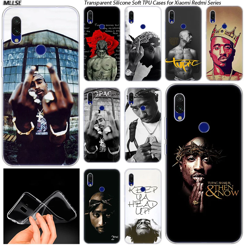 Горячий 2Pac Tupac Amaru Shakur силиконовый чехол для Xiaomi Redmi K20 7 7A 5 5Plus 6 6A S2 Note 8 Pro Модный
