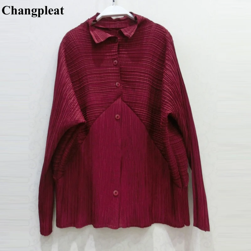 Changpleat 2019 Spring New Long sleeve Women cardigan coat Miyak Pleated Fashion Single-breasted Stand collar Jackets Plus Size | Женская