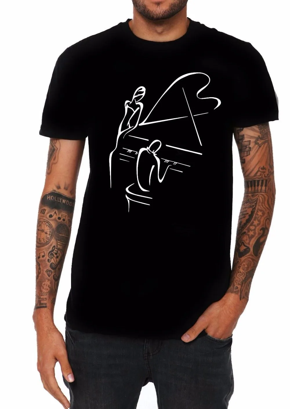 

2019 Fashion 100% Cotton Short Sleeve Cotton O Neck Tops Free Shipping Music Piano Cool T Shirts For Men custom made