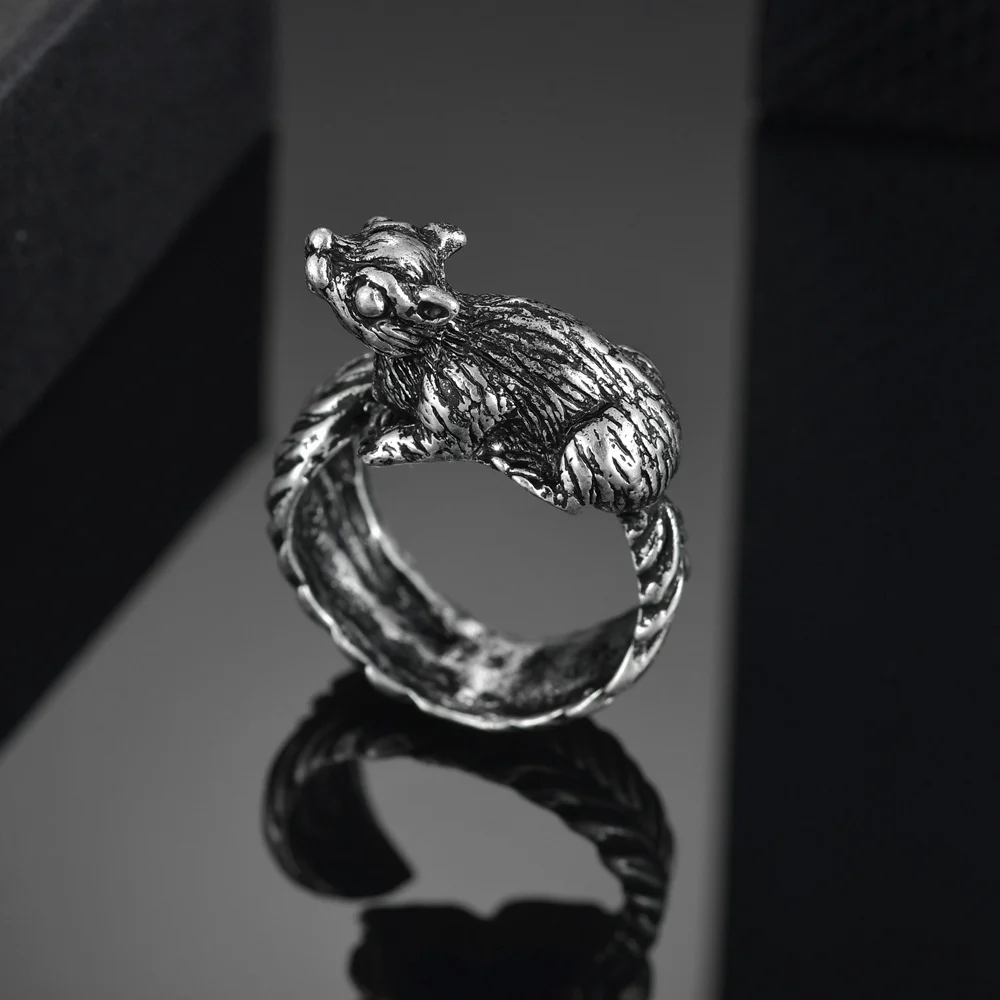 MeMolissa милое кольцо в виде белки животных подарок Ретро стиль серебряный цвет