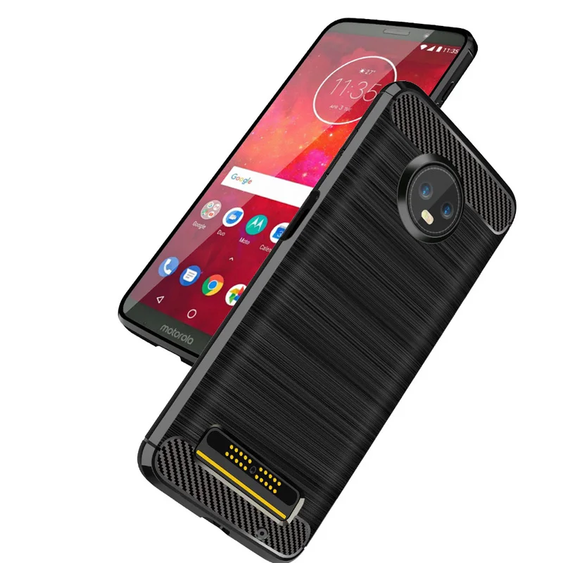 Чехол для Moto Z3 Play чехол из ТПУ углеродного волокна в стиле строительный Z3|Бамперы|