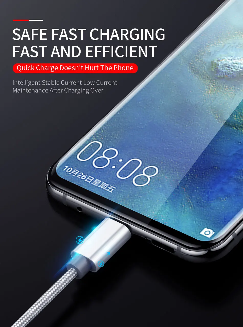 Металлический usb type-C кабель, ROCK Metal Быстрая зарядка usb type-C кабель для samsung Galaxy S8 Note 8, OnePlus 2, для Xiaomi 4C USB-C